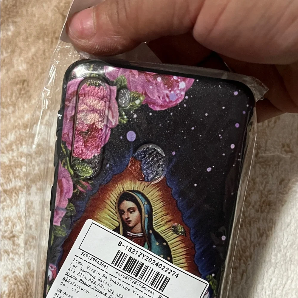 Religious Floral Phone Case - Black and Pink
